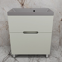 Style Line Тумба с кварцевой раковиной серый шелк Матис 70 олива – фотография-2